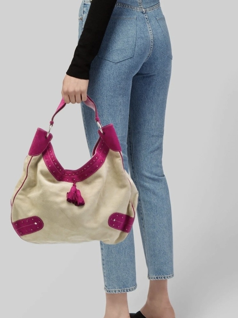 Burberry shoulder bag vintage rare beige suede genuine leather